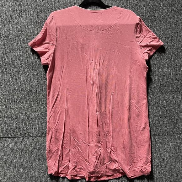 Swomog Nightgown Womens Large Pink Button Front Sleep Shirt Short Sleeve Pajama - Picture 8 of 9
